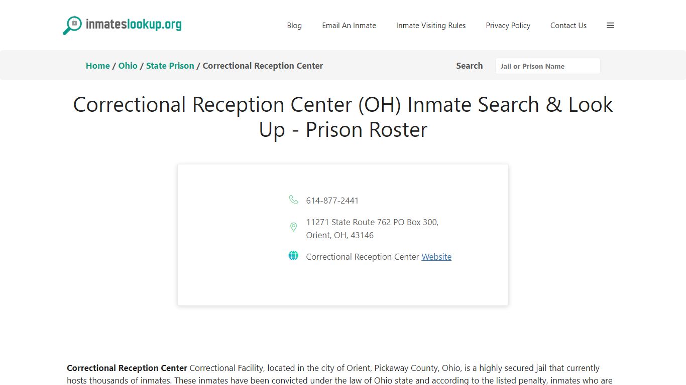 Correctional Reception Center (OH) Inmate Search & Look Up - Prison Roster