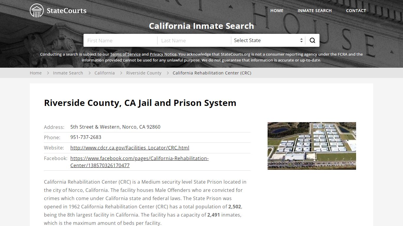 California Rehabilitation Center (CRC) Inmate Records Search ...